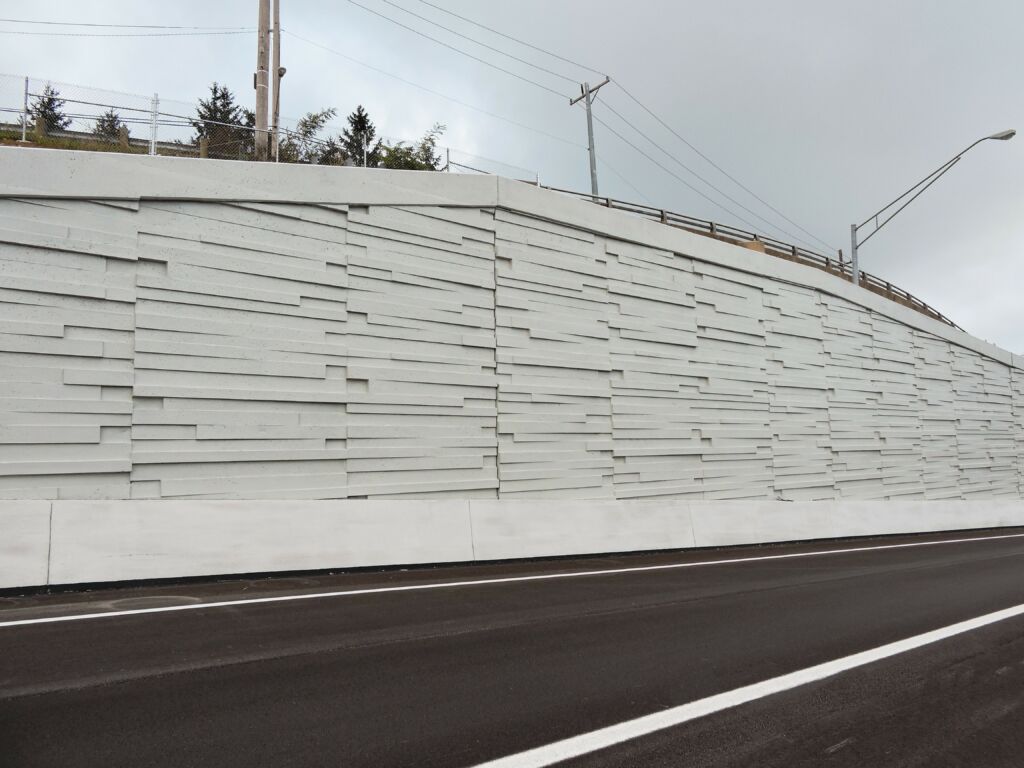 Completed TechWall structure with unique panel finish